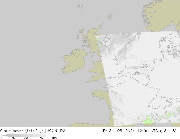 Nubes (total) ICON-D2 vie 31.05.2024 12 UTC