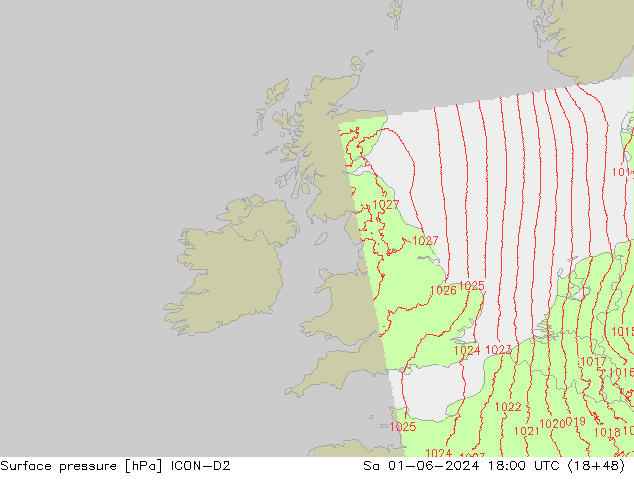 Luchtdruk (Grond) ICON-D2 za 01.06.2024 18 UTC