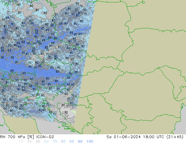 RH 700 hPa ICON-D2 Sa 01.06.2024 18 UTC