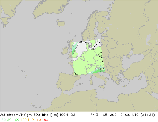 高速氣流 ICON-D2 星期五 31.05.2024 21 UTC