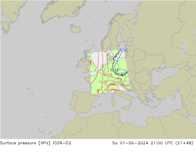 ciśnienie ICON-D2 so. 01.06.2024 21 UTC