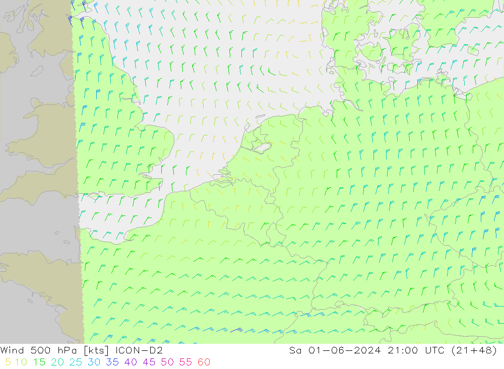 Wind 500 hPa ICON-D2 Sa 01.06.2024 21 UTC