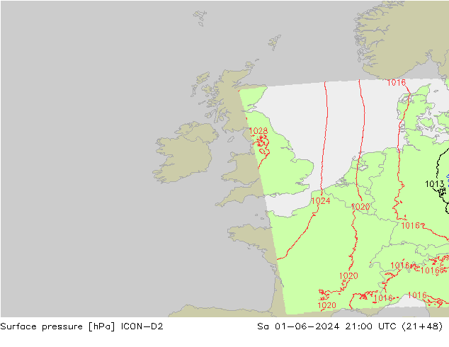 Luchtdruk (Grond) ICON-D2 za 01.06.2024 21 UTC
