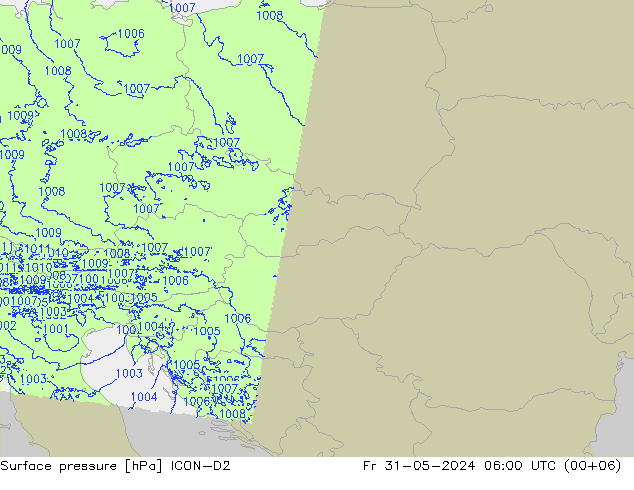 Yer basıncı ICON-D2 Cu 31.05.2024 06 UTC