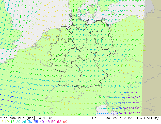 Wind 500 hPa ICON-D2 Sa 01.06.2024 21 UTC