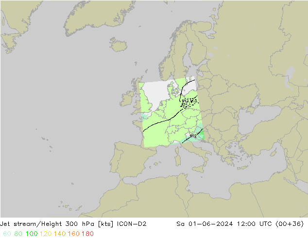 Straalstroom ICON-D2 za 01.06.2024 12 UTC