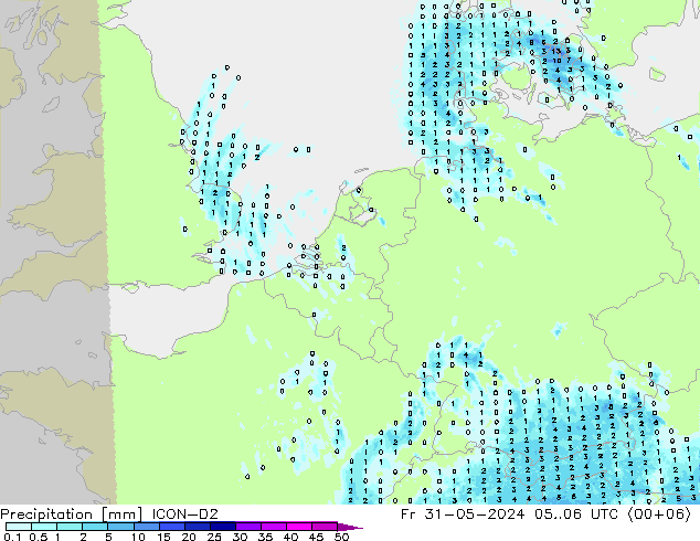 осадки ICON-D2 пт 31.05.2024 06 UTC