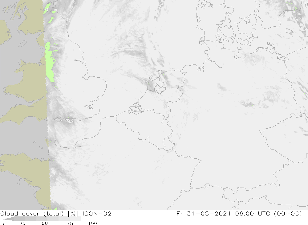 Nubes (total) ICON-D2 vie 31.05.2024 06 UTC