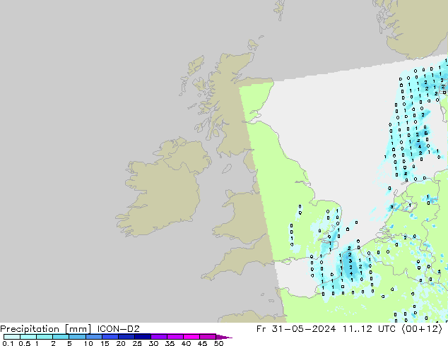 Precipitazione ICON-D2 ven 31.05.2024 12 UTC