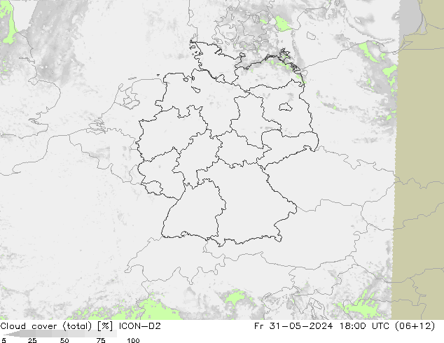 Wolken (gesamt) ICON-D2 Fr 31.05.2024 18 UTC