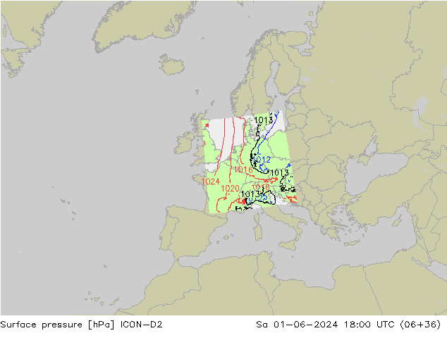 Yer basıncı ICON-D2 Cts 01.06.2024 18 UTC