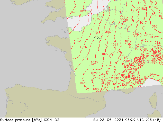 pression de l'air ICON-D2 dim 02.06.2024 06 UTC