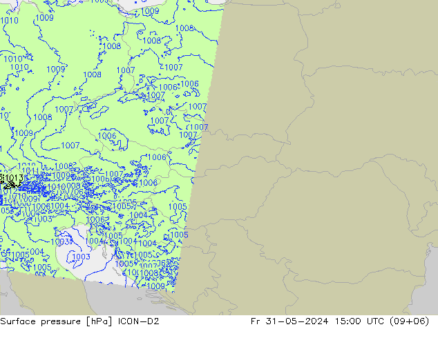 Bodendruck ICON-D2 Fr 31.05.2024 15 UTC