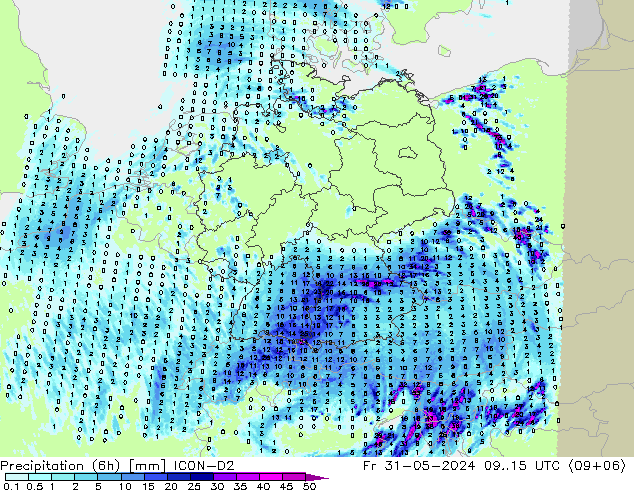 Precipitação (6h) ICON-D2 Sex 31.05.2024 15 UTC