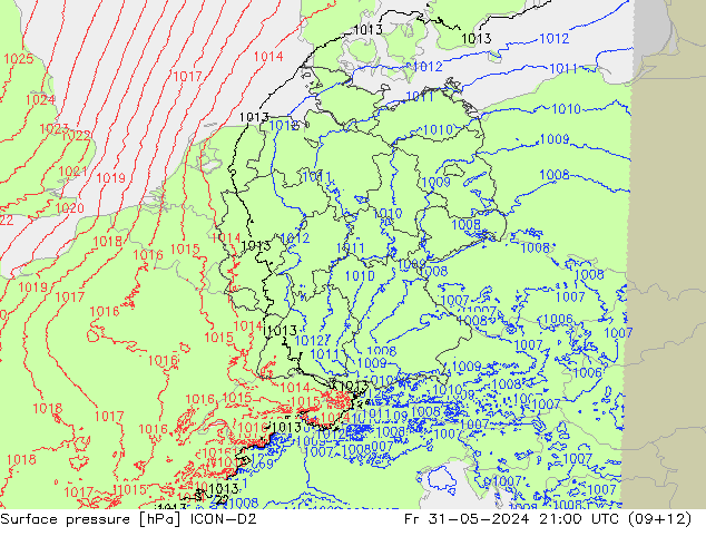 Bodendruck ICON-D2 Fr 31.05.2024 21 UTC