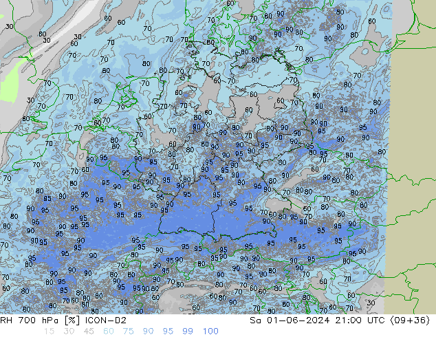 RH 700 гПа ICON-D2 сб 01.06.2024 21 UTC