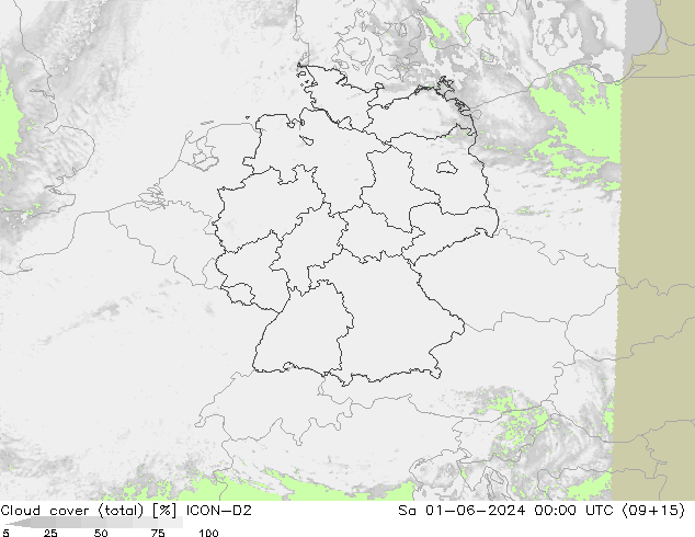 Wolken (gesamt) ICON-D2 Sa 01.06.2024 00 UTC