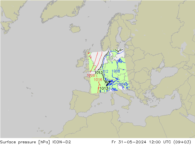 Bodendruck ICON-D2 Fr 31.05.2024 12 UTC