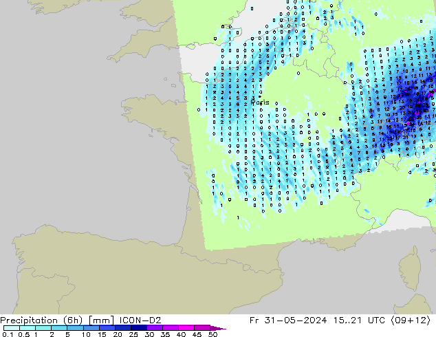 Nied. akkumuliert (6Std) ICON-D2 Fr 31.05.2024 21 UTC