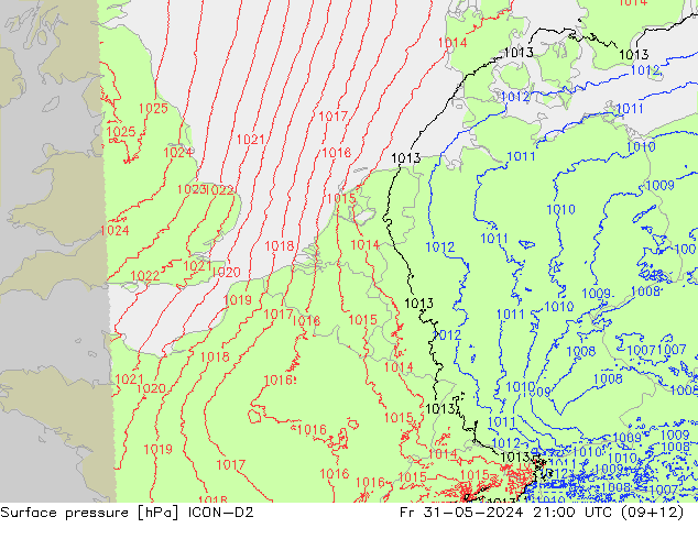 Yer basıncı ICON-D2 Cu 31.05.2024 21 UTC