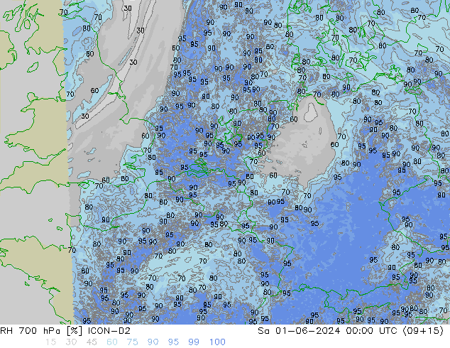 RH 700 hPa ICON-D2 Sa 01.06.2024 00 UTC