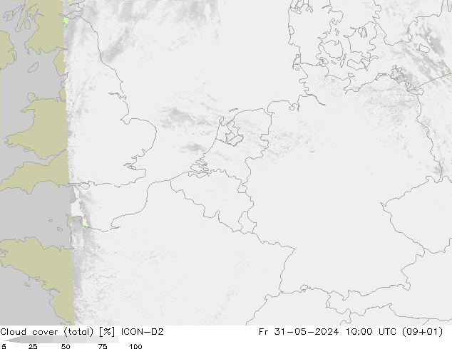 Bulutlar (toplam) ICON-D2 Cu 31.05.2024 10 UTC