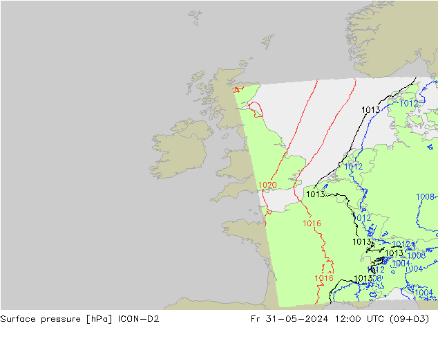 pression de l'air ICON-D2 ven 31.05.2024 12 UTC