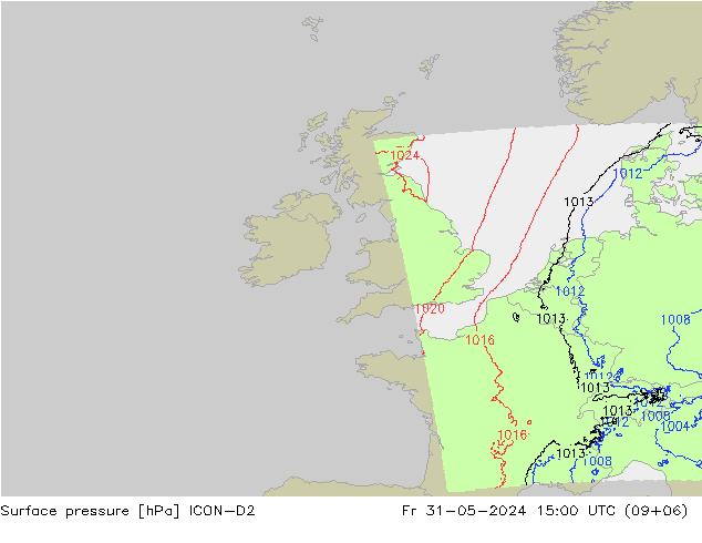 pression de l'air ICON-D2 ven 31.05.2024 15 UTC
