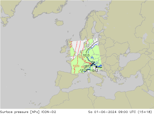 Yer basıncı ICON-D2 Cts 01.06.2024 09 UTC