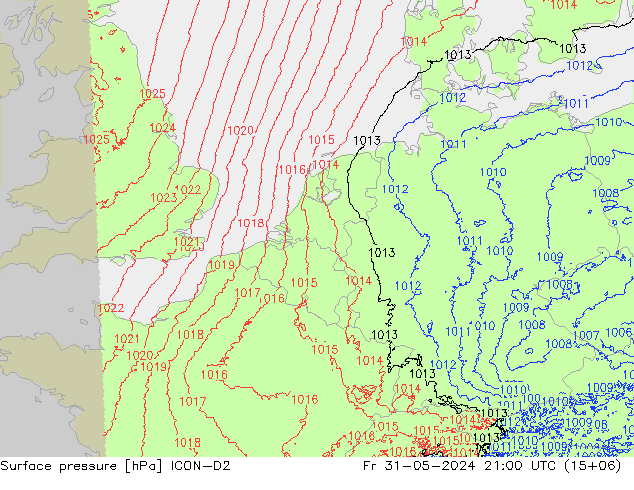 ciśnienie ICON-D2 pt. 31.05.2024 21 UTC