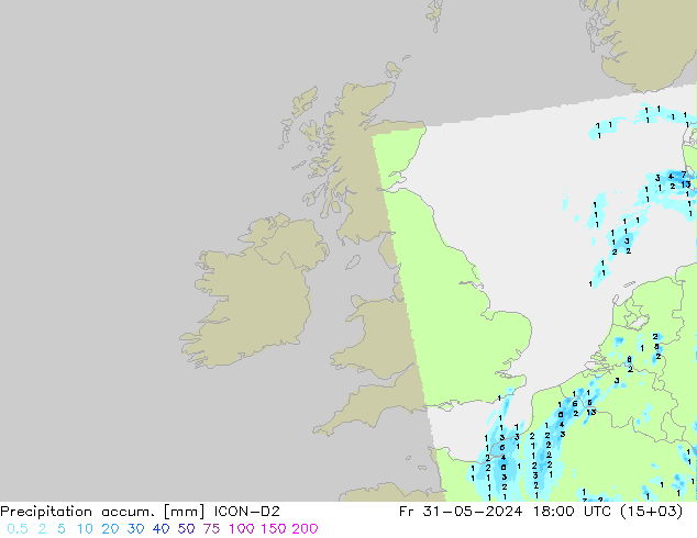 Precipitation accum. ICON-D2 Fr 31.05.2024 18 UTC