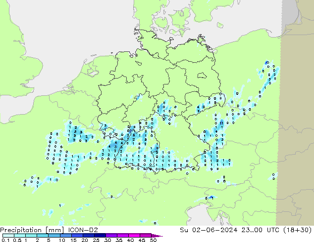 precipitação ICON-D2 Dom 02.06.2024 00 UTC
