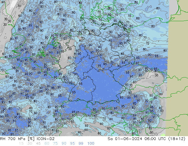 RV 700 hPa ICON-D2 za 01.06.2024 06 UTC