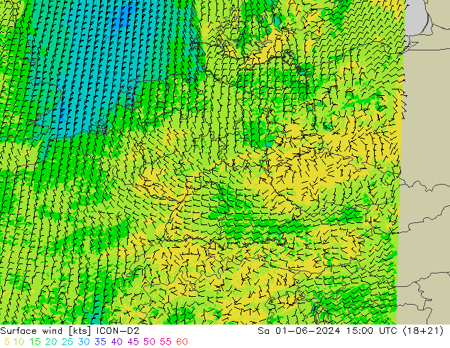  10 m ICON-D2  01.06.2024 15 UTC
