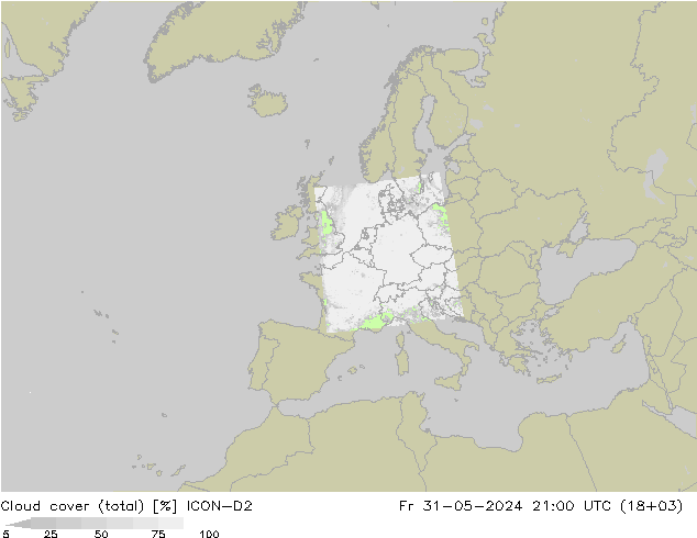 Bulutlar (toplam) ICON-D2 Cu 31.05.2024 21 UTC