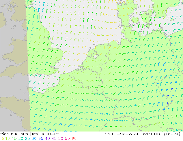 Wind 500 hPa ICON-D2 Sa 01.06.2024 18 UTC