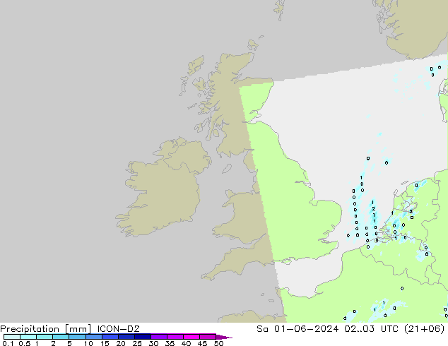 Precipitazione ICON-D2 sab 01.06.2024 03 UTC