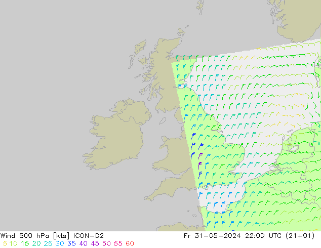 Wind 500 hPa ICON-D2 Fr 31.05.2024 22 UTC