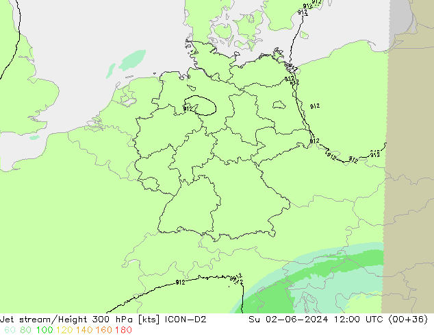 Prąd strumieniowy ICON-D2 nie. 02.06.2024 12 UTC