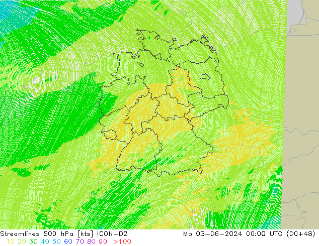 Stroomlijn 500 hPa ICON-D2 ma 03.06.2024 00 UTC