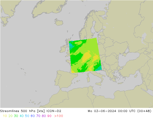 Rüzgar 500 hPa ICON-D2 Pzt 03.06.2024 00 UTC