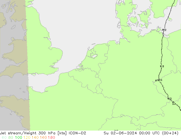 Courant-jet ICON-D2 dim 02.06.2024 00 UTC