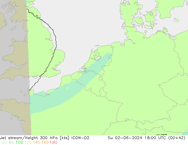 Straalstroom ICON-D2 zo 02.06.2024 18 UTC