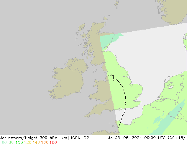 Courant-jet ICON-D2 lun 03.06.2024 00 UTC