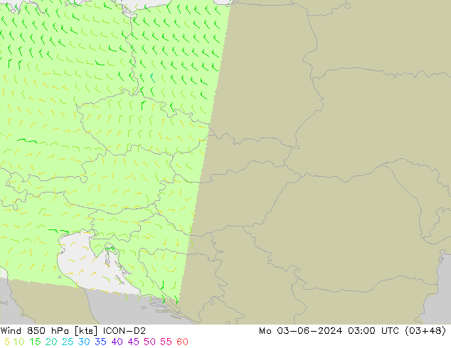 Wind 850 hPa ICON-D2 Mo 03.06.2024 03 UTC