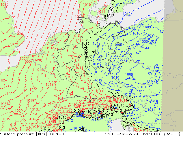 Bodendruck ICON-D2 Sa 01.06.2024 15 UTC