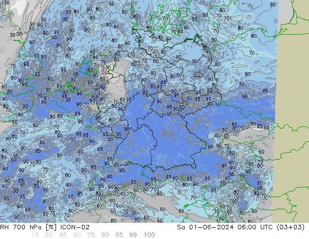 RH 700 hPa ICON-D2 So 01.06.2024 06 UTC