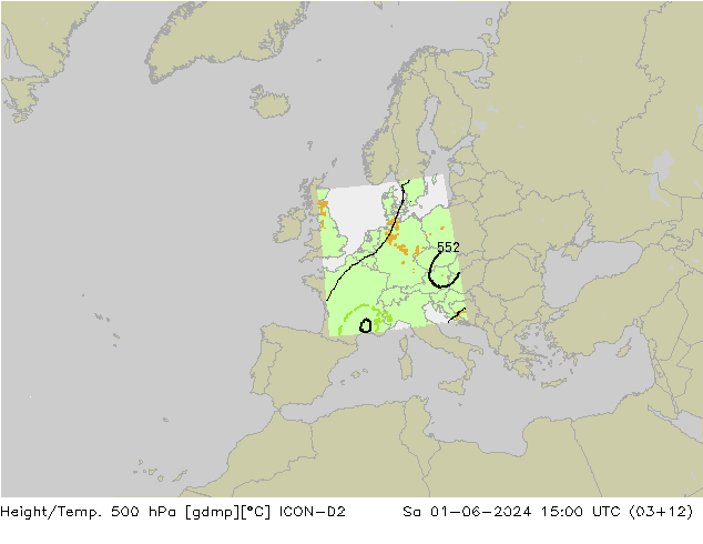Height/Temp. 500 hPa ICON-D2 Sa 01.06.2024 15 UTC