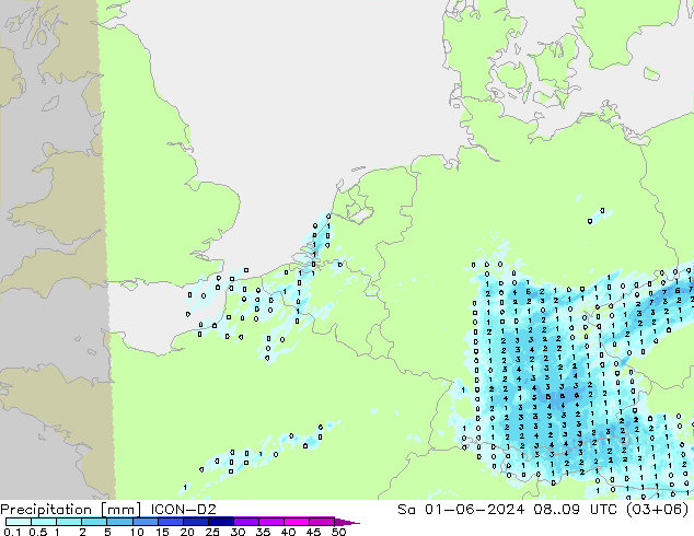 precipitação ICON-D2 Sáb 01.06.2024 09 UTC
