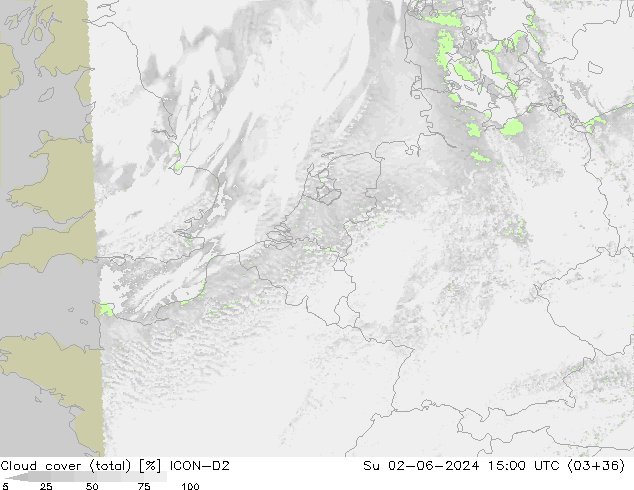 Wolken (gesamt) ICON-D2 So 02.06.2024 15 UTC